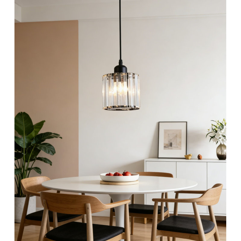 Luminaire suspendu moderne en cristal réglable avec ampoule à DEL à intensité variable, plafonnier à grappe simple pour îlot de cuisine, salle à manger, vestibule et salon