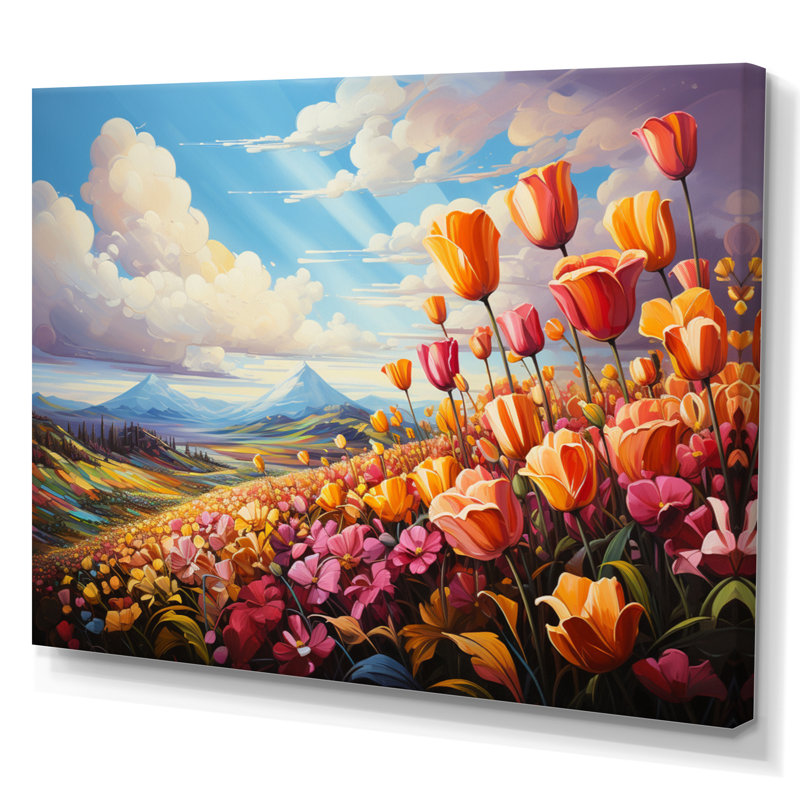 «Danemark Multicolor Tulip Fields II», reproduction sur toile, H 24 po x l 32 po x P 1 po, Toile tendue