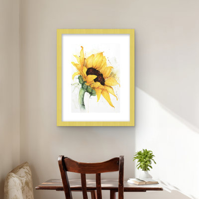 Aquarelle tournesol avec éclaboussures de peinture - imprimé floral rustique