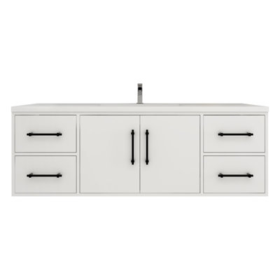 Meuble-lavabo mural 60 po avec lavabo simple en acrylique renforcé Victoria