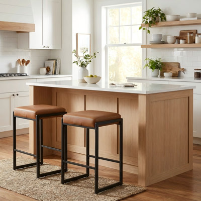 Tabourets de bar à hauteur de comptoir, cuir synthétique avec coutures