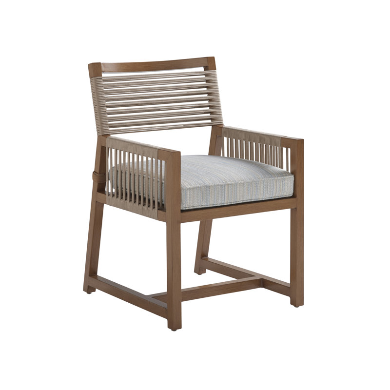 St. Tropez Contemporary Teak-Finish Arm Dining Chair