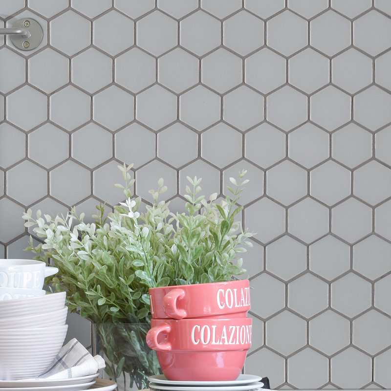 Carreau de mosaïque en porcelaine mate 11 po x 13 po Retro Hexo Lume