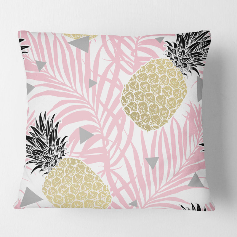Coussin Golden Golden Leaves - Mid-Century Modern, 18 po x 18 po