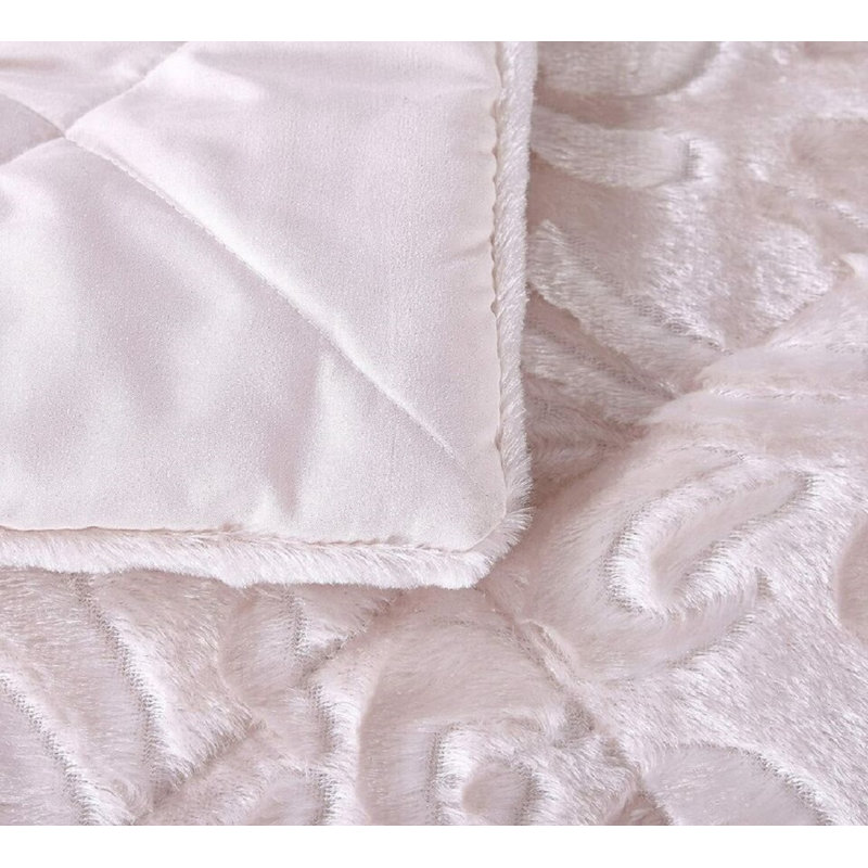 Whitt Polyester Bedspread with Pillow Shams Included, 250 x 250cm Bedspread + 2 Pillow Shams, Pink