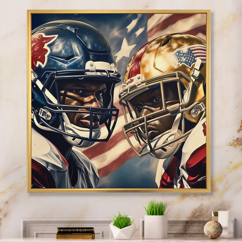 «Football Day Glory In USA I», reproduction sur toile, H 36 po x l 36 po x P 1,5 po, Cadre flottant doré