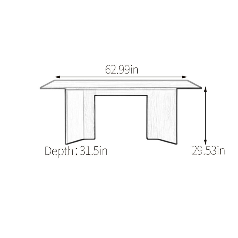 Table de salle à manger en chêne, H 29,53 po x L 62,99 po x l 31,5 po, Brun