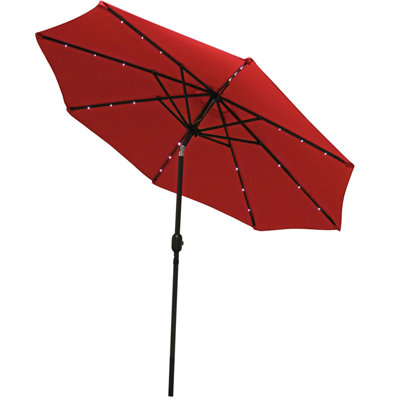 Jericho 96" Market Umbrella with Solar-Powered LEDs - Red