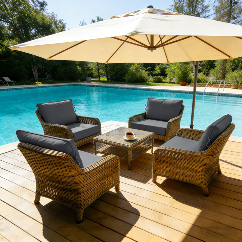 Fade Resistant Outdoor Chair Cushions Set Of 4, 22X22 Deep Seat Patio Cushions, 28D High Resilience Foam Replacement Patio Chair Cushions Set Of 4 With Removable Cover For Sofa, Adirondack Chair, Sectional,Light Grey