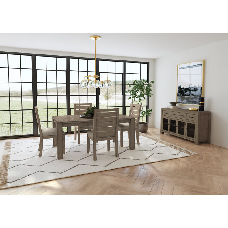 Ensemble de salle à manger extensible en bois massif 5 pièces Trevion, 5 pièces: table, 4 chaises