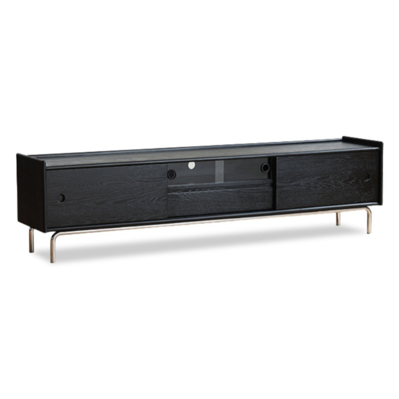 Meuble télé moderne en bois massif noir