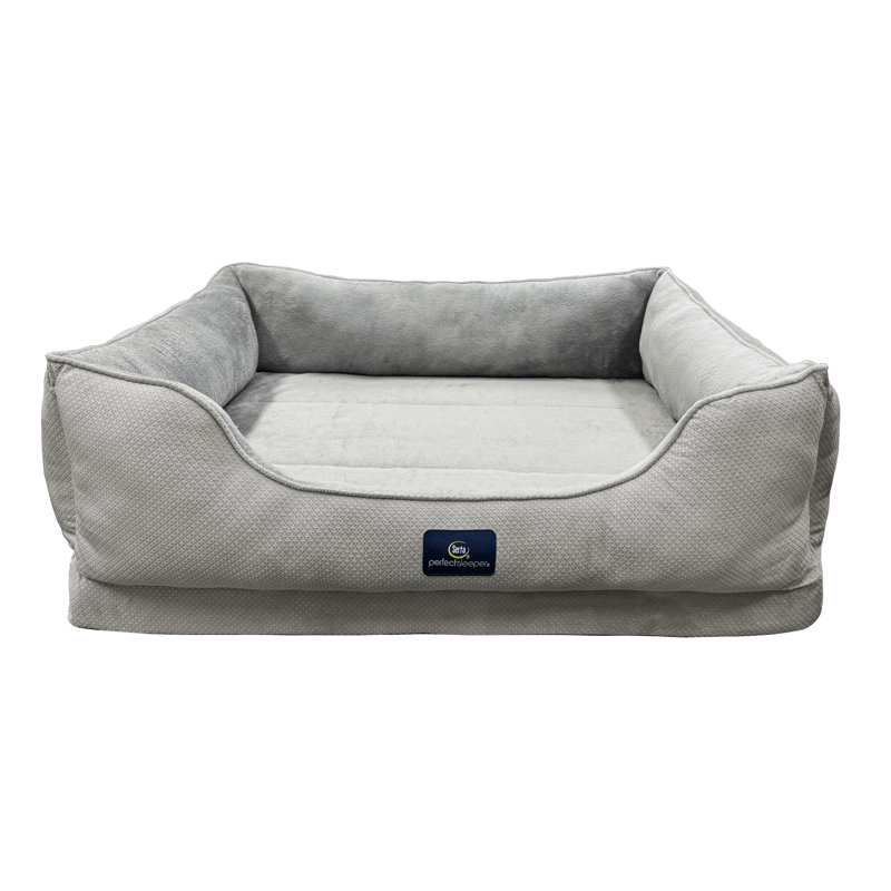 Serta Ortho Cuddler Bolster Pet Bed, Gray, 10" H x 34" W x 25" D