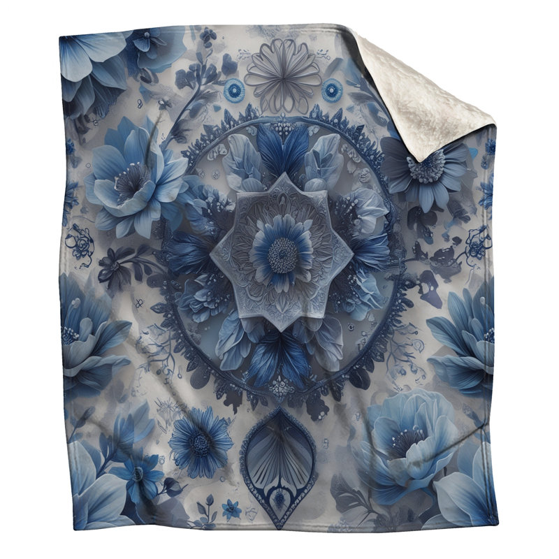Couvertures d'arrangement floral bleues, 60in W x 80in H