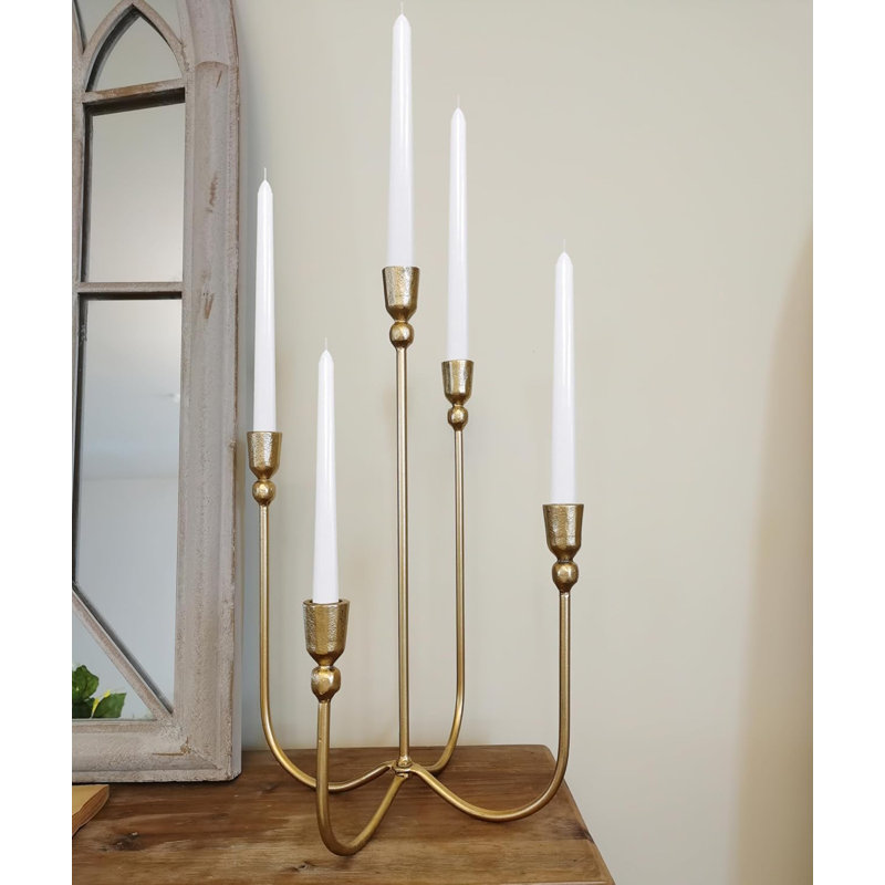 Porte-bougie de table en métal à 5 bras en fer candélabre