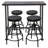 Industrial Bar Table And 4 Stools Set, Solid Pine Wood With Black Walnut Finish, Fixed Height Bar Height Table With Adjustable Stools For Kitchen, Dining Room, Home Bar & Cafe-156733354
