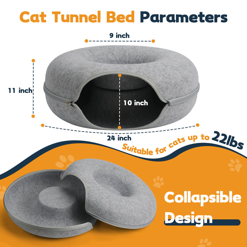 Grande grotte pour chat Peekaboo de 24 pouces pour chats d'intérieur, lit pour chat Dounut, cachette et jeu amusant, grattage d'exercice, pour grand chat jusqu'à 30 lb