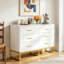 Grande commode buffet moderne à 6 tiroirs avec pieds en métal doré 39,3 po-531112022