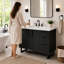 Meuble-lavabo moderne de 47,2 po avec 2 portes d'armoire, 6 tiroirs, glissières dissimulées à fermeture en douceur, plateau en résine SMC, conception peu encombrante