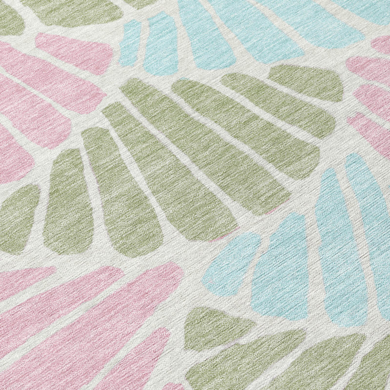 Machine Washable Indoor/Outdoor Jozwiak ACN2384 Floral Rug, Runner 2'3" x 7'6"