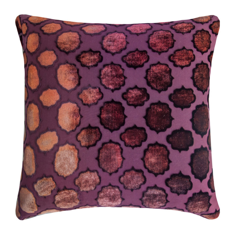 Mod Fretwork Square Velvet Pillow Cover & Insert, 22" x 22", Wildberry