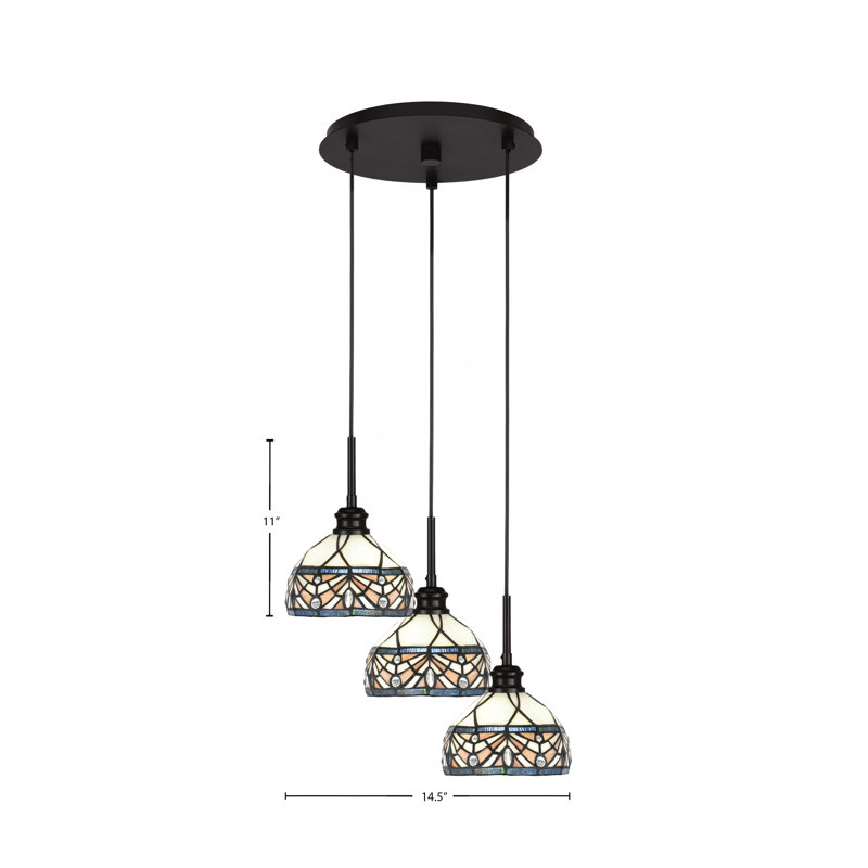 Edge 3 Light Cluster Pendalier With 7" Glass, Espresso