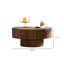 Table basse ronde 30 "Mid Century, texture bois brun pour le salon