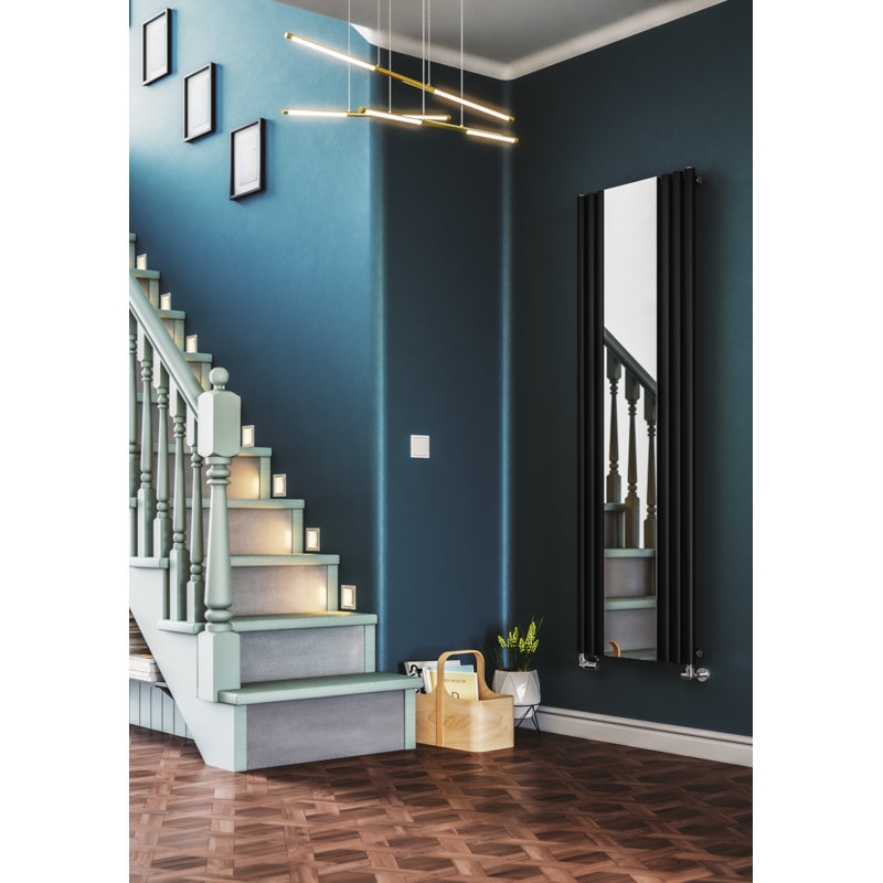 Rolo Mirror Vertical Designer Mirror Radiator, Black