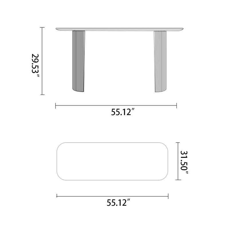 Table de salle à manger blanche et noire avec pierres rectangulaires et bois massif, H 29,53 po x L 55,12 po x l 31,5 po
