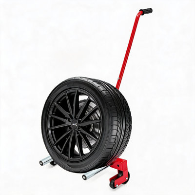 Chariot à pneus robuste et réglable, capacité de 220 kg (500 lb), pour pneus de 30 à 60 cm (12 à 24 po), transport de pneus à roulettes pour garage/atelier - Couleur : rouge - Spécifications : réglable jusqu'à 220 kg