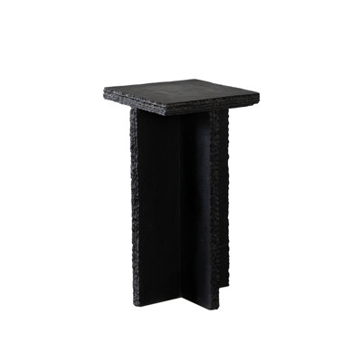 Spectre Black Slat Stone Accent Table