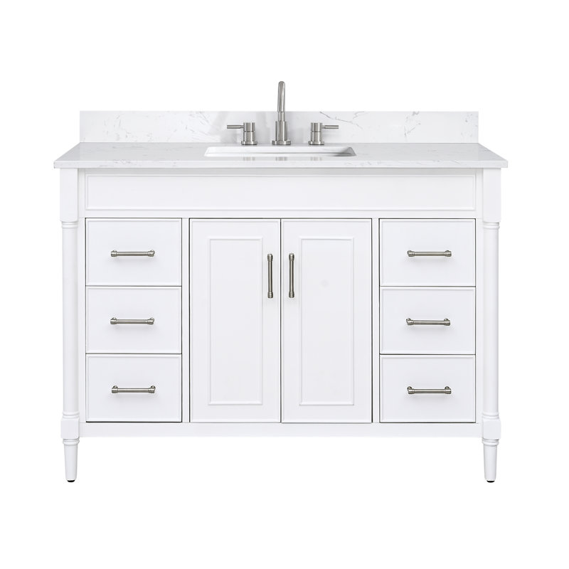 White 49'' Single Bathroom Vanity with Engineered Stone Top
