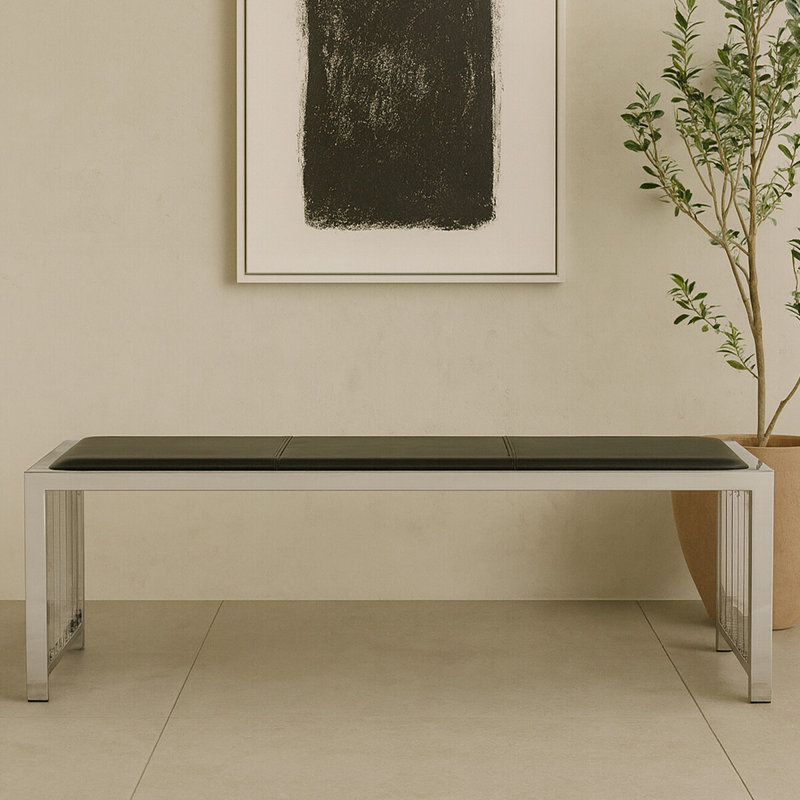 Richert Genuine Leather Upholstered Bench