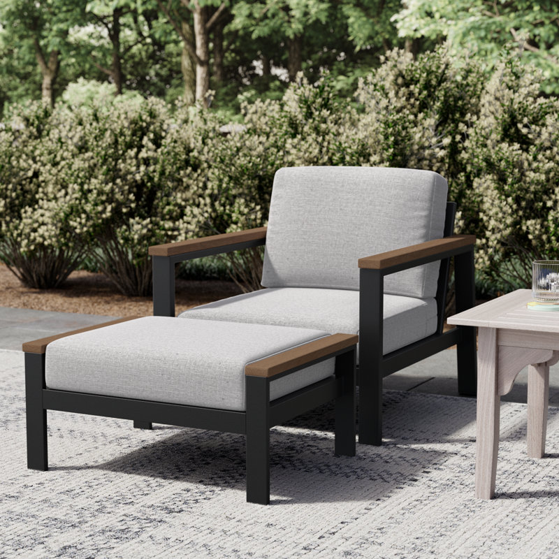 Townsend Patio Chair Sunbrella® Cushions and Ottoman, Canvas Granite Sunbrella® Canvas