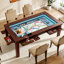 Table de jeu de table en bois massif avec lumière DEL pour 4 à 6 personnes, table de D / D / puzle avec tapis de jeu, 6 porte-gobelets et plateaux de loisirs, table de salle à manger avec plateau amovible