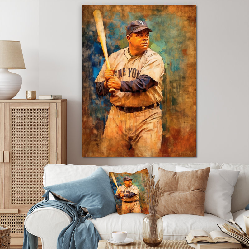 Gloire au baseball rétro, H 20 po x l 12 po x P 1 po, Toile tendue