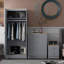Lyal Esher 2 Door Double Wardrobe - Matt Finish, Oak Effect Top. Polished Chrome Cup Handles-234831693