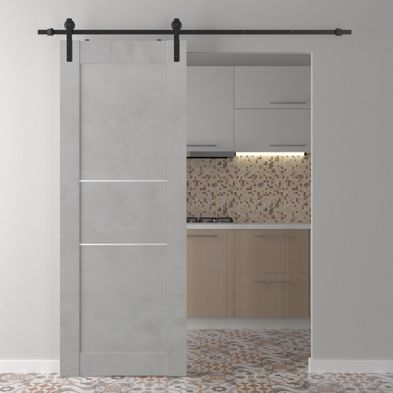 32 In. W X 80 In. H X 1 3/4 In. D Panelled Solid Core Barn Door With Installation Hardware Kit Avon 07 2H Veralinga Oak By Belldinni