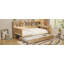 Lit de jour en bois avec tablettes de rangement, lit multifonctionnel avec lit gigogne et bureau-877092961-877092963