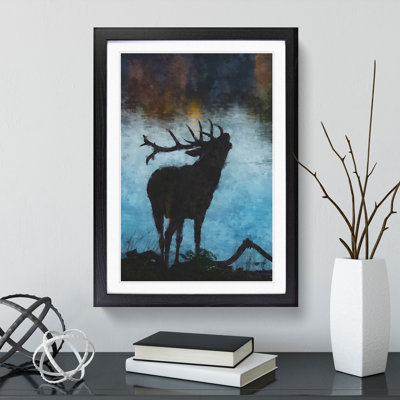A Deer Stag Silhouette - Picture Frame Graphic Art