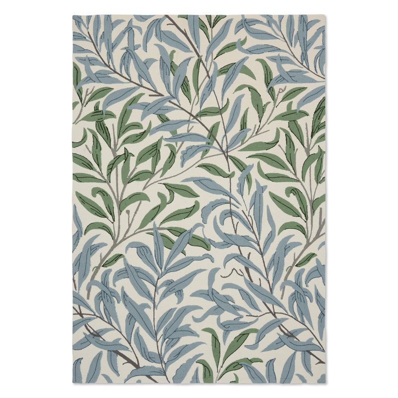 Floral Area Rug in Green, Rectangle 5'3'' x 7'6''