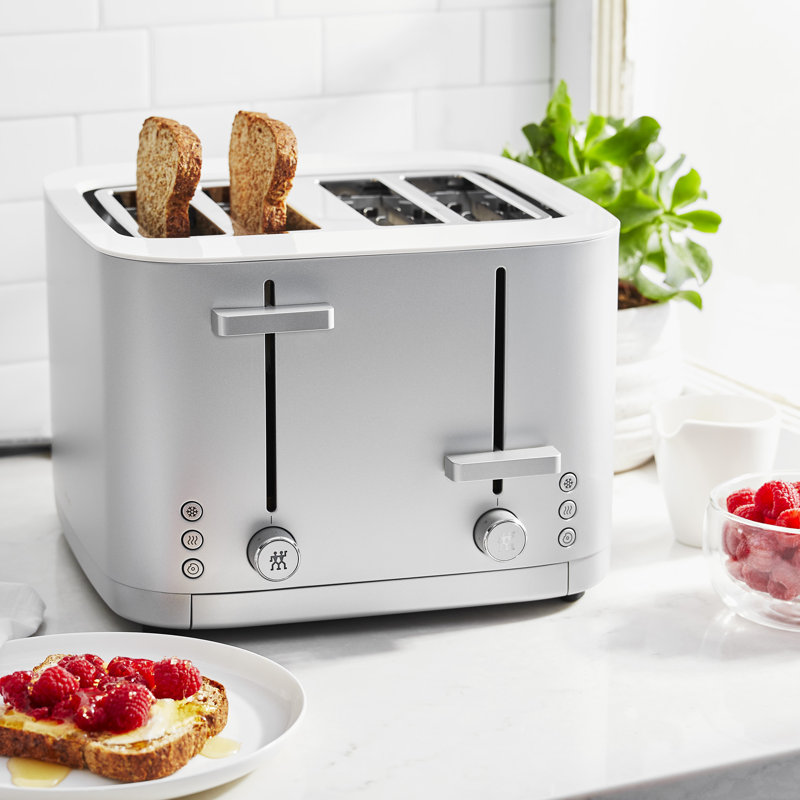 Silver Stainless Steel 4-Slice Digital Toaster with Wide Slots