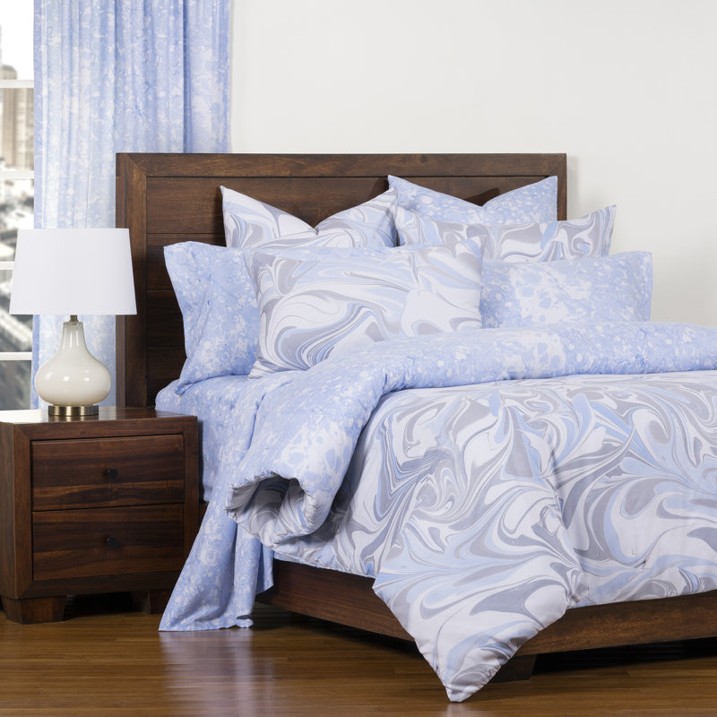 Queen Blue Ice and Quicksilver Polyester Duvet Cover Set
