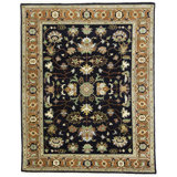 Shireena Oriental Hand-Knotted Rectangle 7'9" x 9'10" Wool Area Rug in Navy