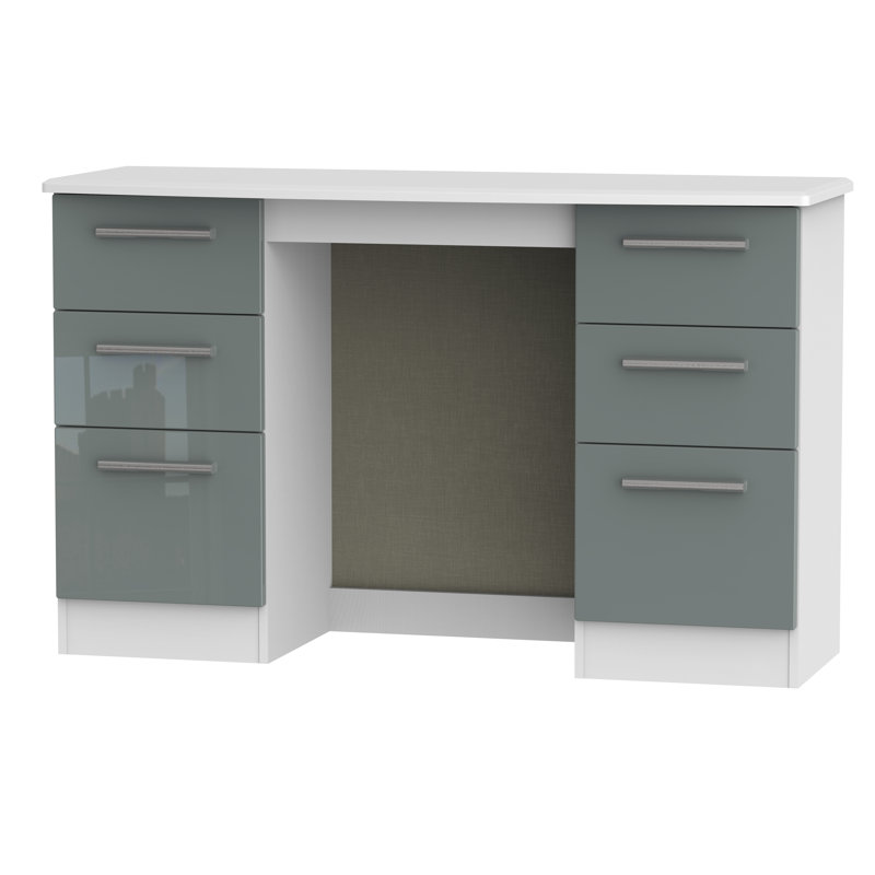 Fully Assembled Yvette Dressing Table, White/Grey Gloss