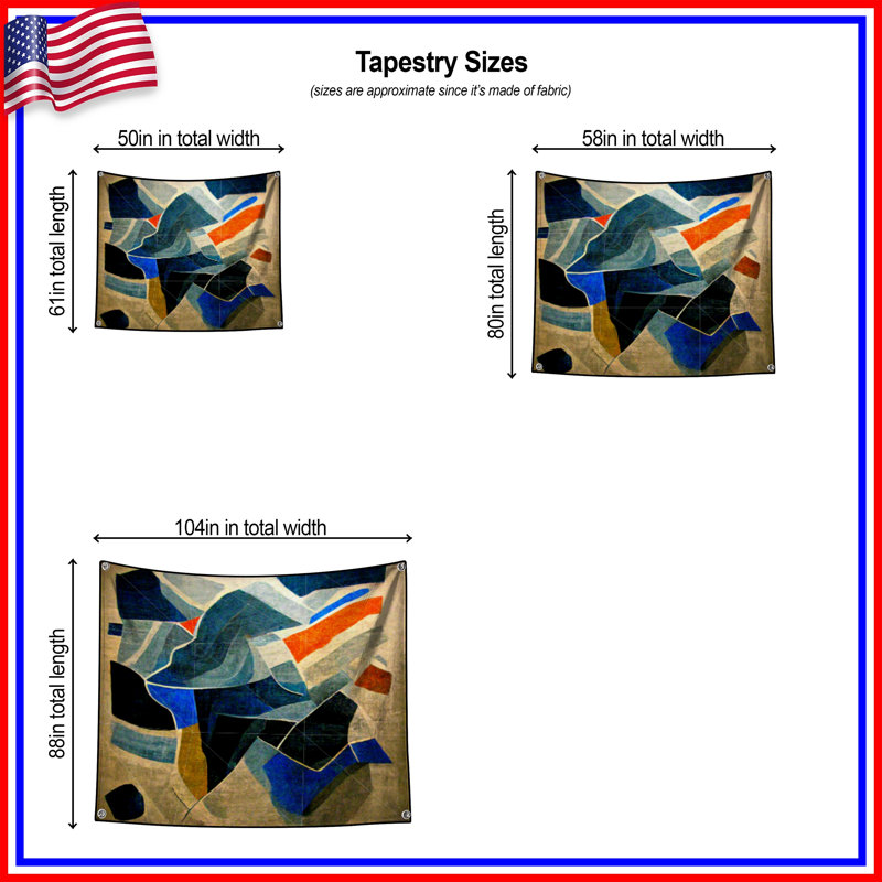 Tapisserie murale abstraite - art mural, H 68 po x l 80 po avec 4 œillets