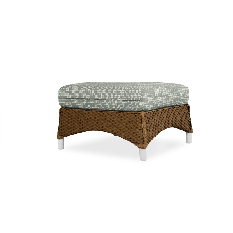 Mandalay Outdoor Ottoman, Decorline Navy, Bark