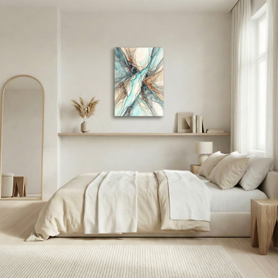 Art abstrait bleu sarcelle et aquarelle