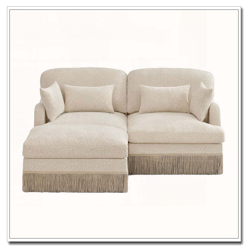 Canapé Comfy Chenille Leopard, Beige+2seat+1Ottomans