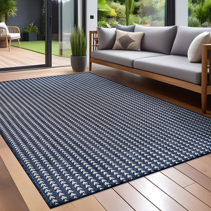 Tapis intérieur à chevrons, Navy, Rectangle 6' x 9'