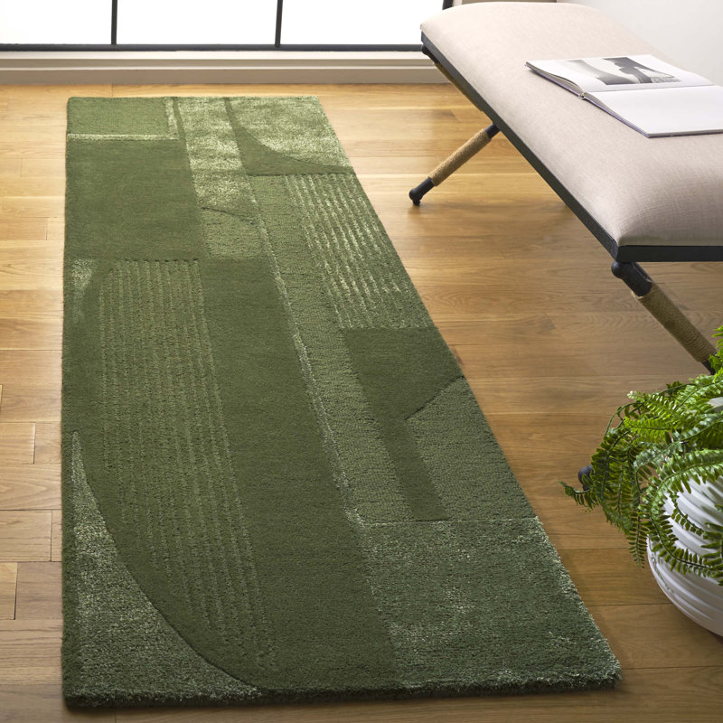 Mesmer Hand Tufted Wool, Viscose, Cotton Geometric Rug, Runner 2'3" x 8'